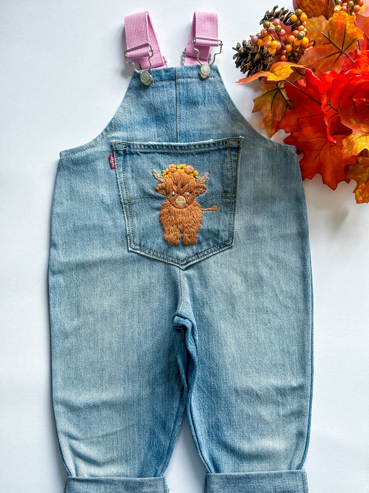 Highland Cow Dungarees, 2-3 years