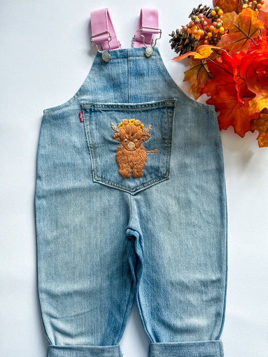 Highland Cow Dungarees, 2-3 years
