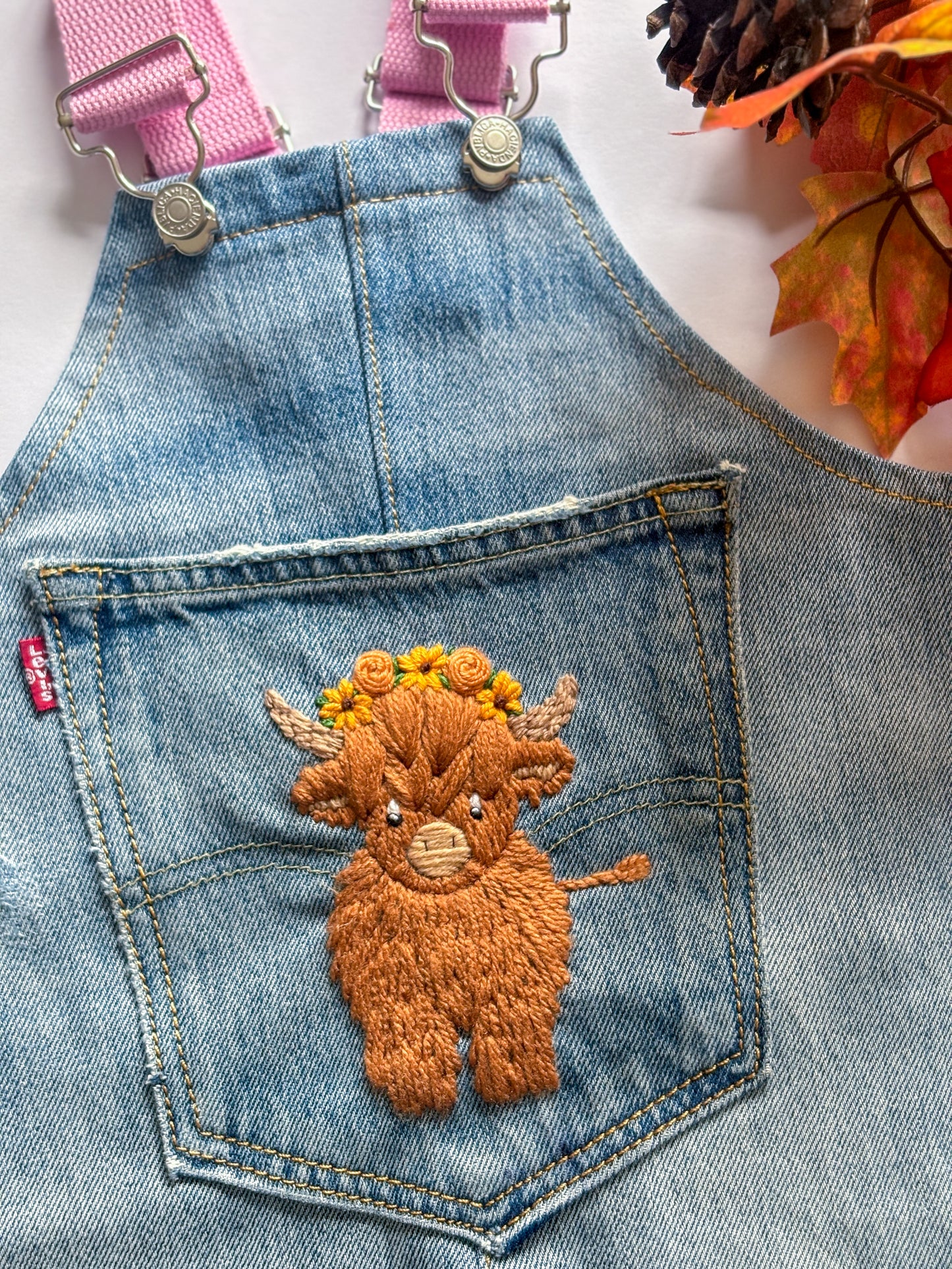 Highland Cow Dungarees, 2-3 years