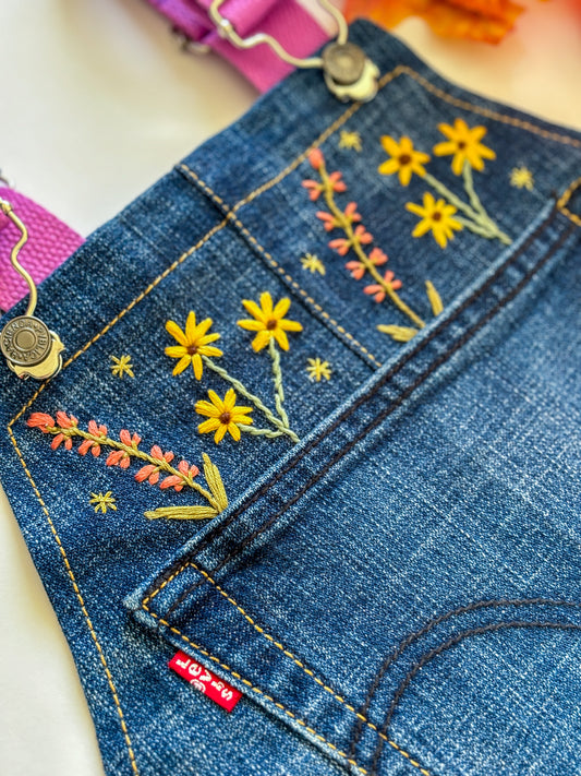 Floral & Star Dungarees, 4-5 Years