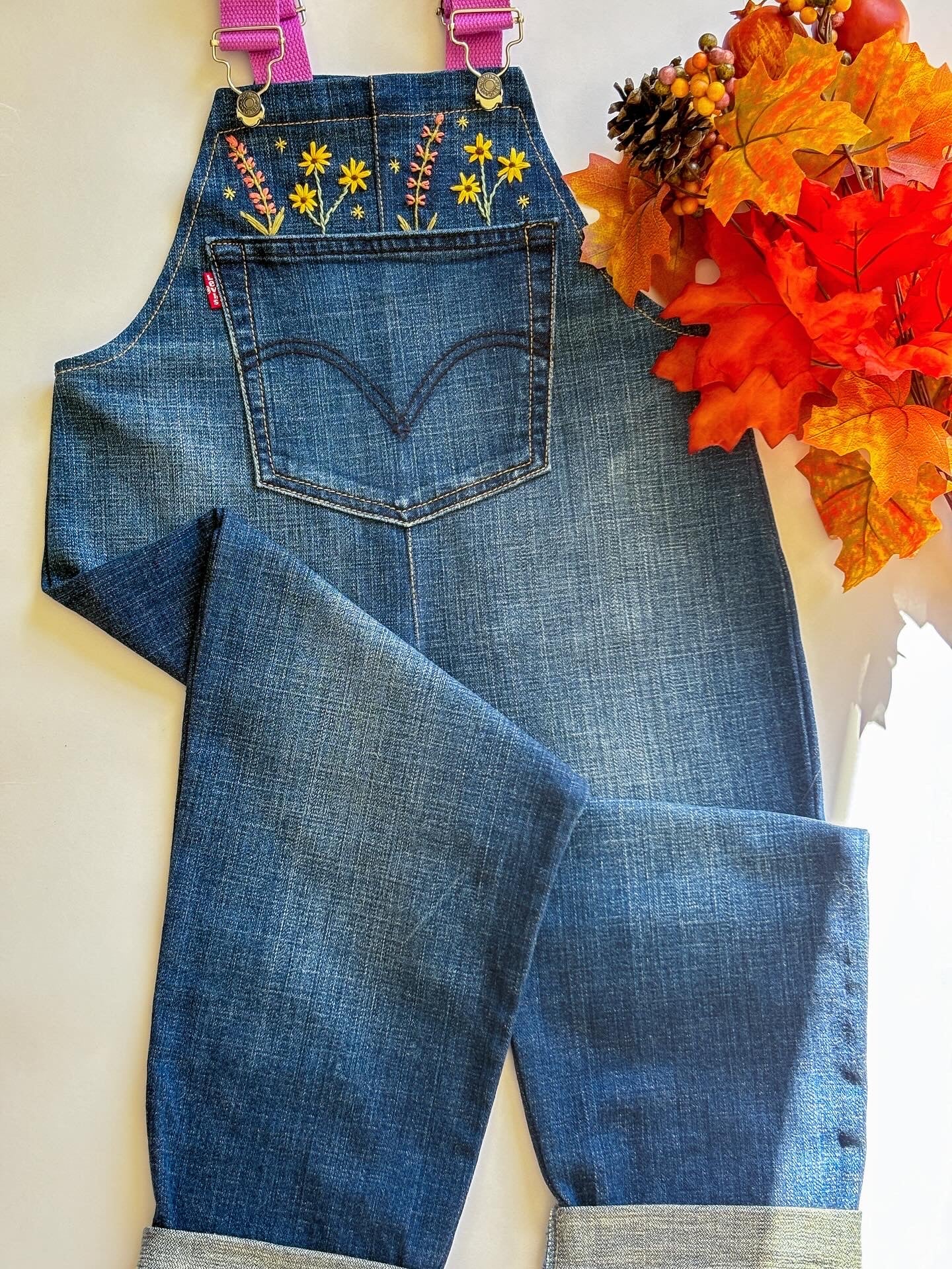 Floral & Star Dungarees, 4-5 Years