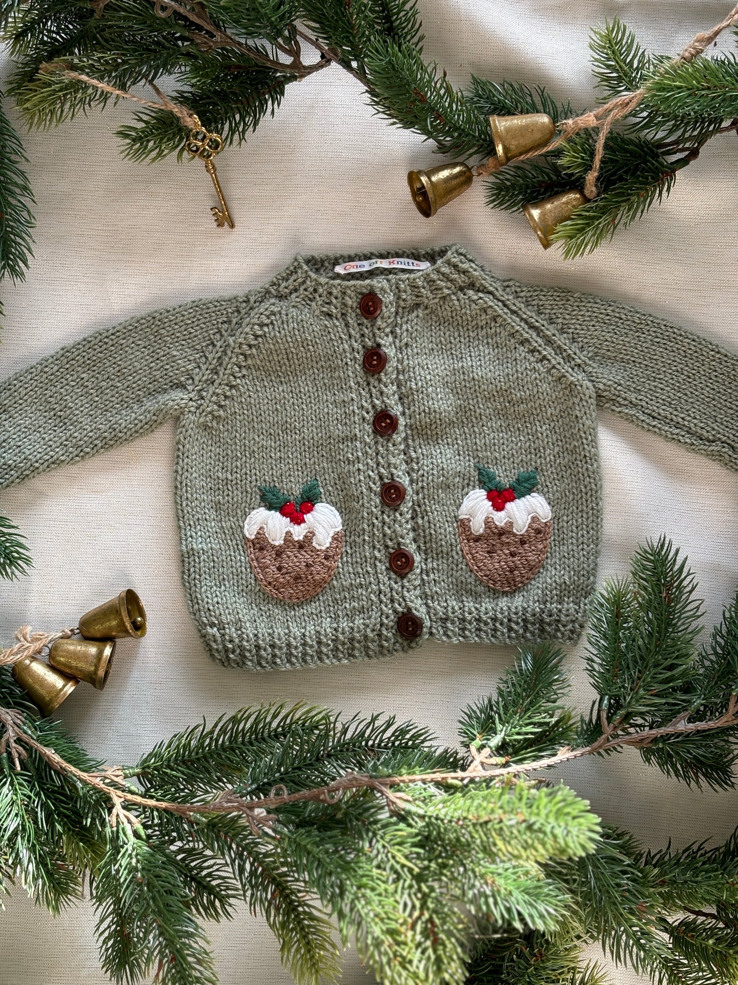 Christmas Pudding cardigan - 3 to 6 months
