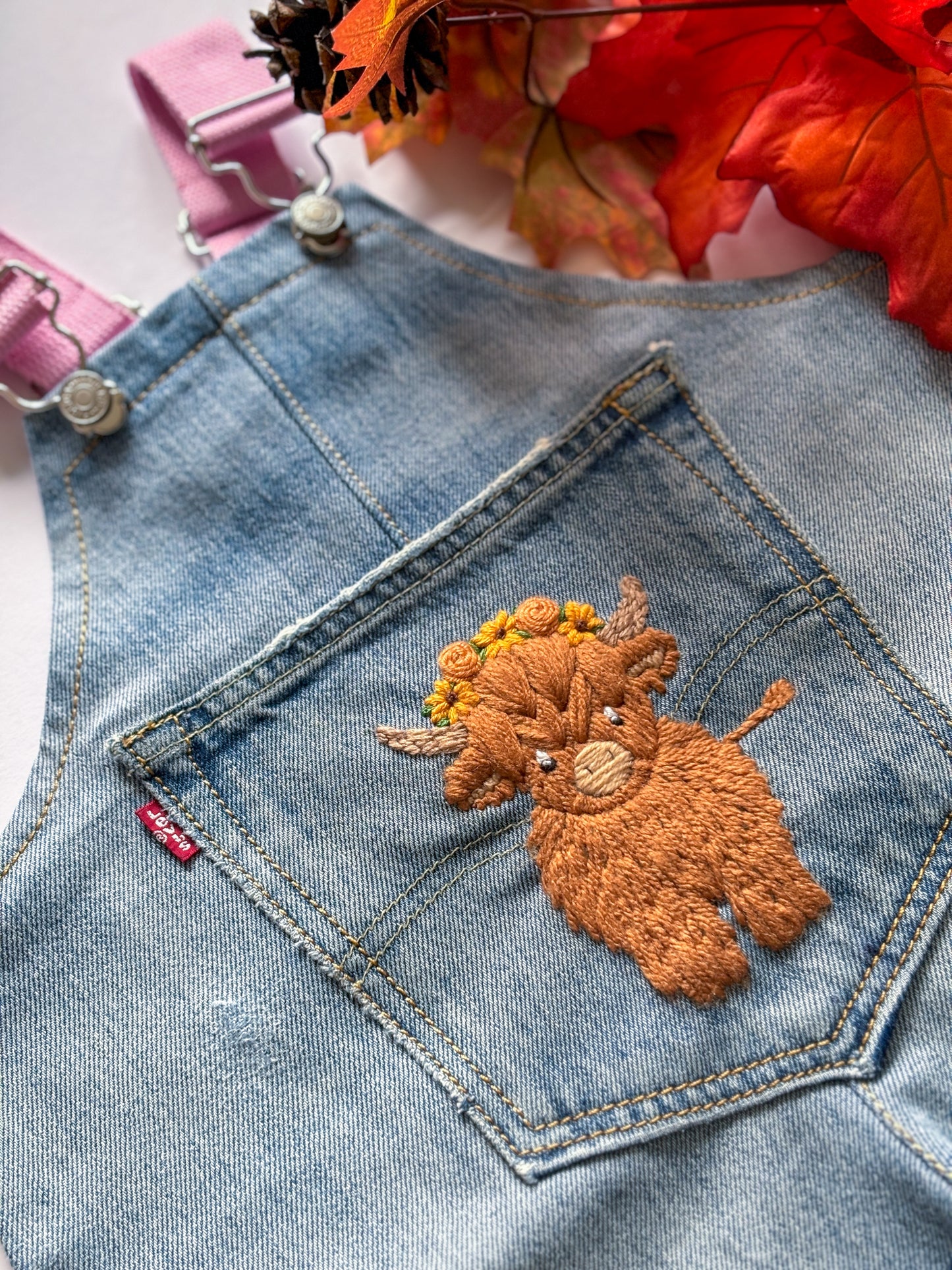 Highland Cow Dungarees, 2-3 years